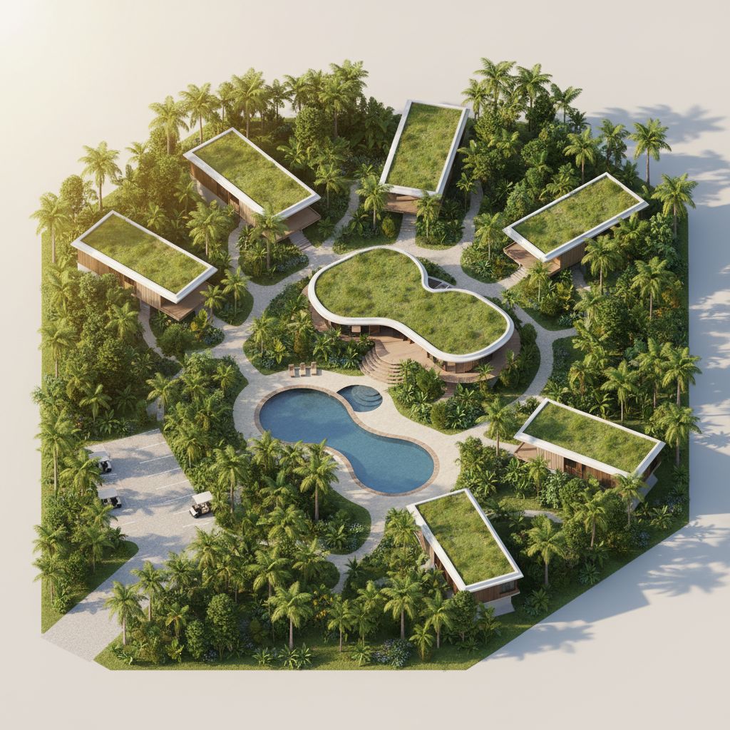 Plan masse lotissement eco-lodge 974 - Coordination AMMO maitre d'oeuvre